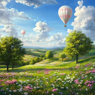 田园上空的梦幻热气球之旅