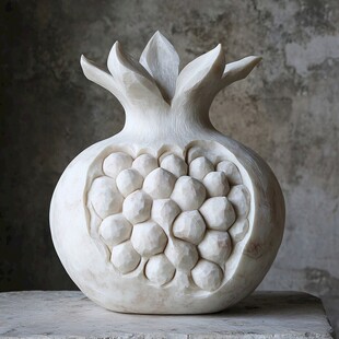 白色石榴雕塑 艺术之美