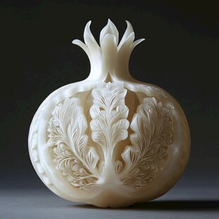 白玉石榴雕刻艺术品