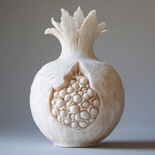 白玉石榴形雕刻艺术品