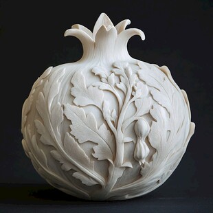 白玉石榴雕刻艺术品