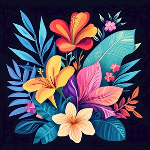 热带花卉植物插画艺术