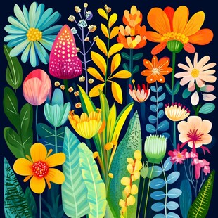 缤纷花卉插画 梦幻自然风