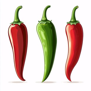 三个鲜辣辣椒插画展示