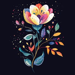 绚丽多彩的抽象花卉图案