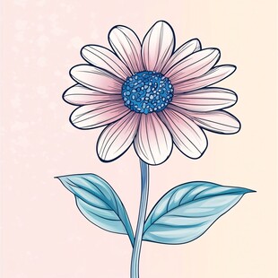 手绘清新单朵雏菊花插画