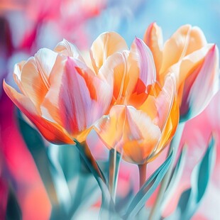 梦幻多彩郁金香花卉特写