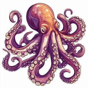 紫色卡通章鱼插画