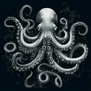 神秘章鱼插画 线条艺术感十足