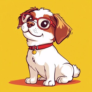 戴眼镜的可爱小狗