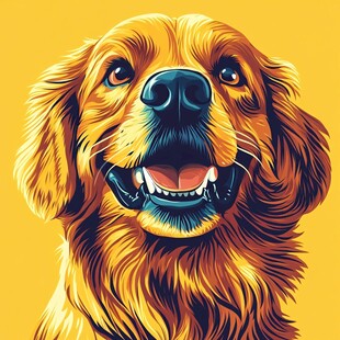 微笑的金毛犬插画