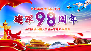 98周年建军节展板海报