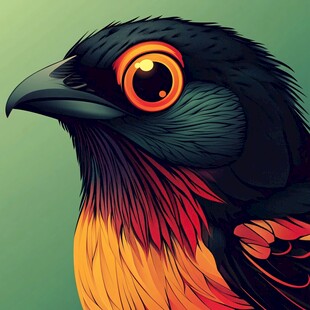 彩色奇幻鸟的独特肖像