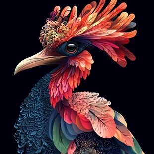 奇幻绚丽彩羽鸟特写