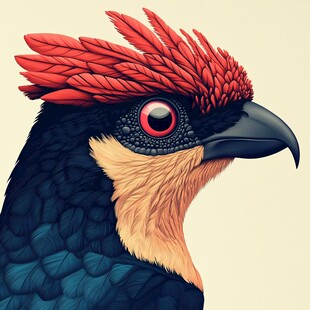 红冠奇鸟的独特头部特写