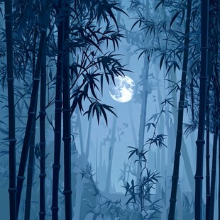 月夜竹林
