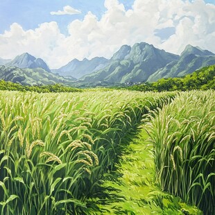 田园绿野间的山间美景