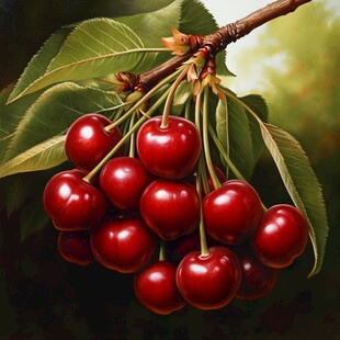 枝头红樱桃 饱满诱人