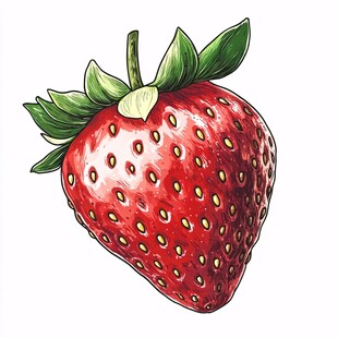 手绘鲜草莓 清新插画风格
