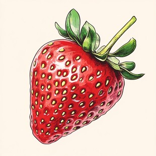手绘鲜红草莓插画