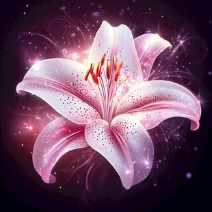 梦幻粉色百合花闪耀光芒