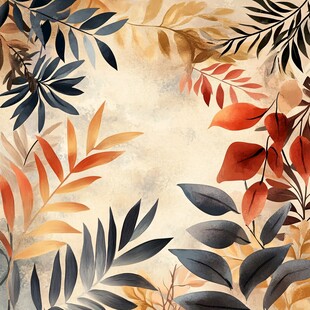 水彩绘叶 自然清新装饰风