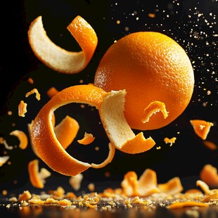 橙子剥皮瞬间的动感画面
