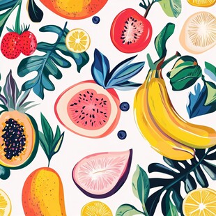 缤纷水果插画图案设计