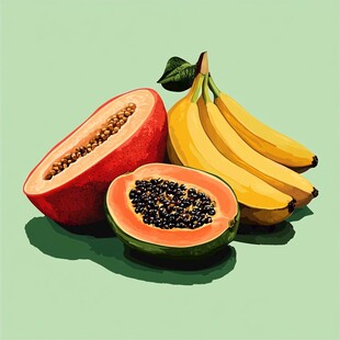木瓜与香蕉的清新组合