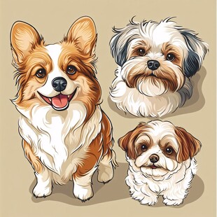 可爱萌宠狗狗插画集合