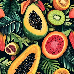 热带水果缤纷插画