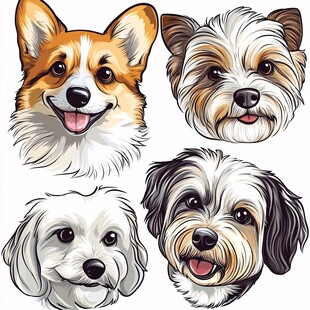 四款可爱狗狗头像插画