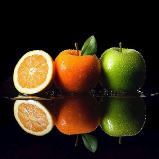 新鲜橙与青苹果的诱人组合