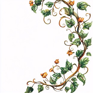 手绘藤蔓花卉装饰图案