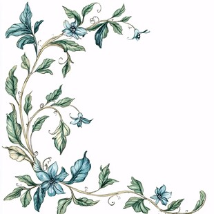 手绘清新花卉藤蔓装饰角