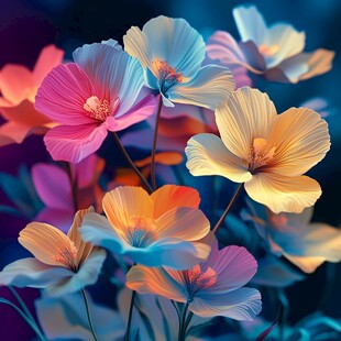 梦幻多彩花卉绽放瞬间