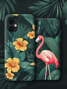 火烈鸟花卉手机壳设计图
