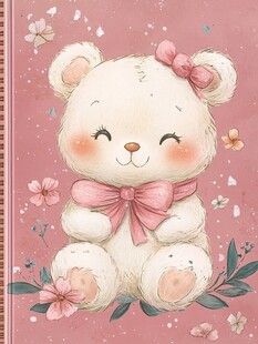 粉色小熊萌趣插画
