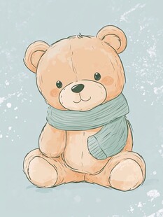 戴围巾的可爱小熊插画
