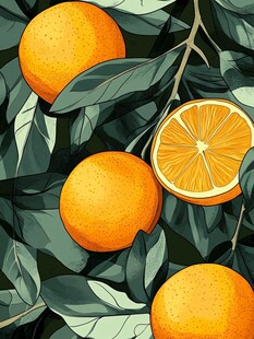 枝头鲜橙 绿叶相伴