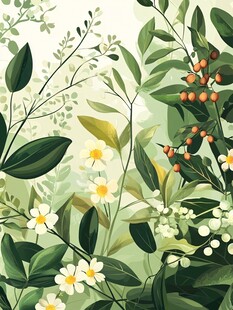 春日花卉绿植清新插画