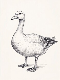 站立的素描鹅