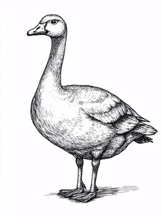 手绘站立大鹅形象图