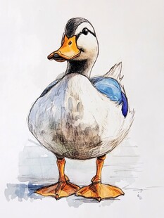 手绘可爱鸭子形象展示