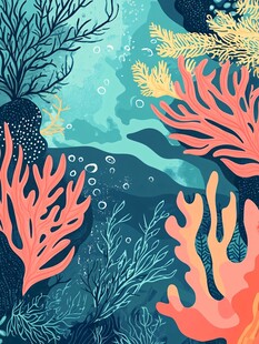 海底珊瑚景观插画