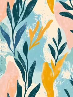 手绘植物图案背景纹理