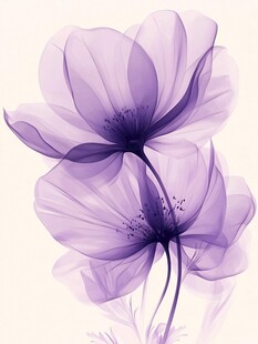 梦幻紫色透明花朵插画