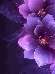 梦幻紫色花朵唯美插画