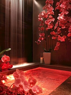 浪漫红调温泉与艳丽兰花