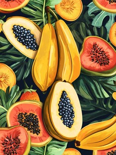 热带水果缤纷插画图案